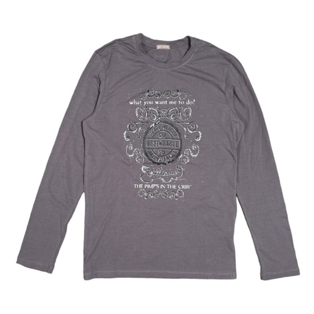 John Galliano  Pimps In The Crib Silver Print L/S T Shirt Mens Medium